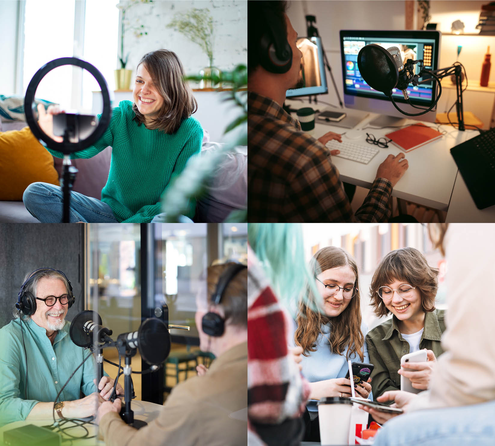 A composite of four images demonstrating a warm and helpful tone