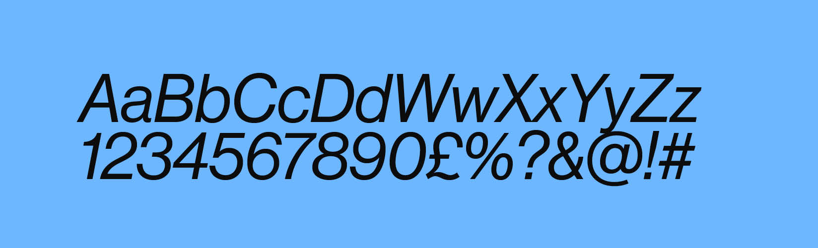 Brand Typeface Weights example: Neue Haas Grotesk 55 Italics