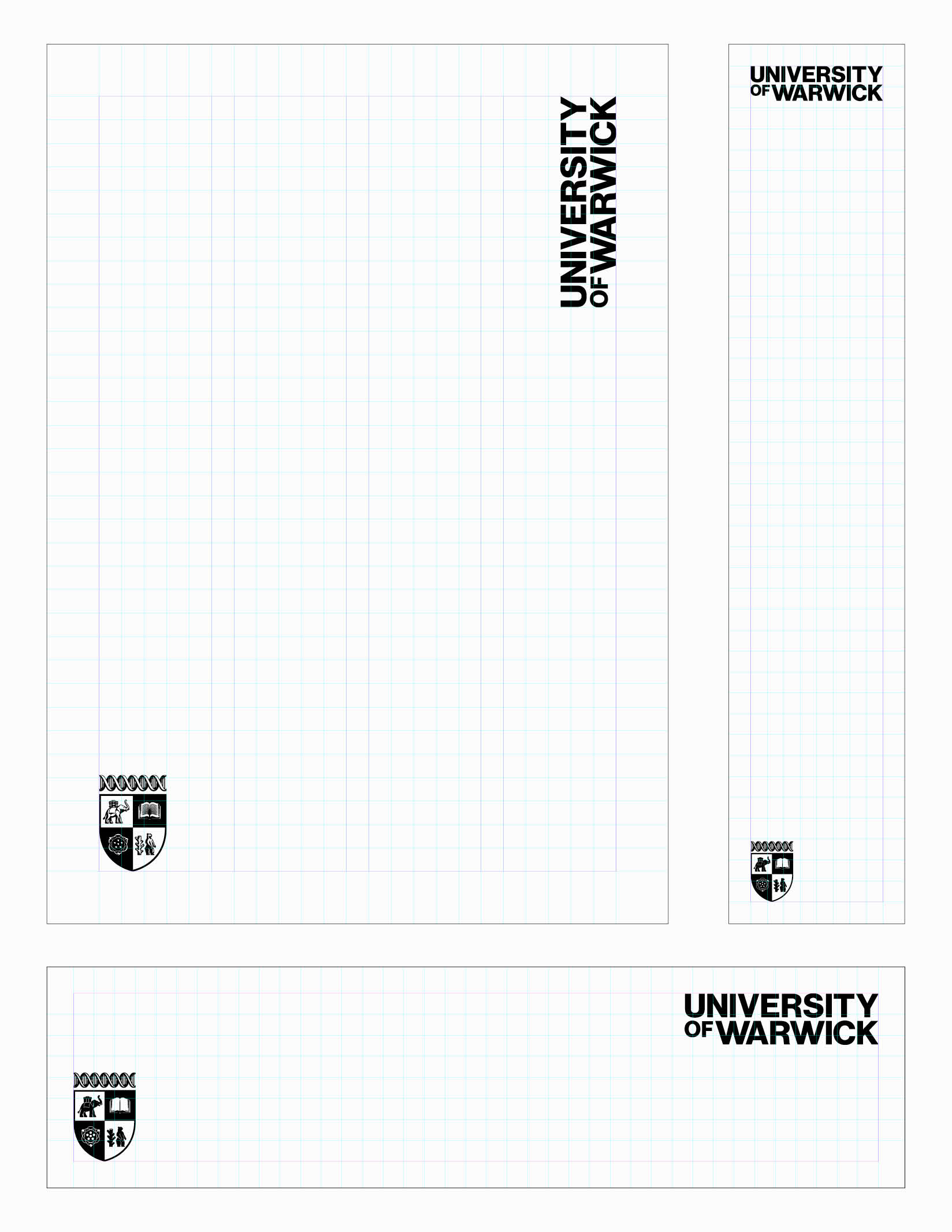 Minimum sizing for brand logo set with grid background.
