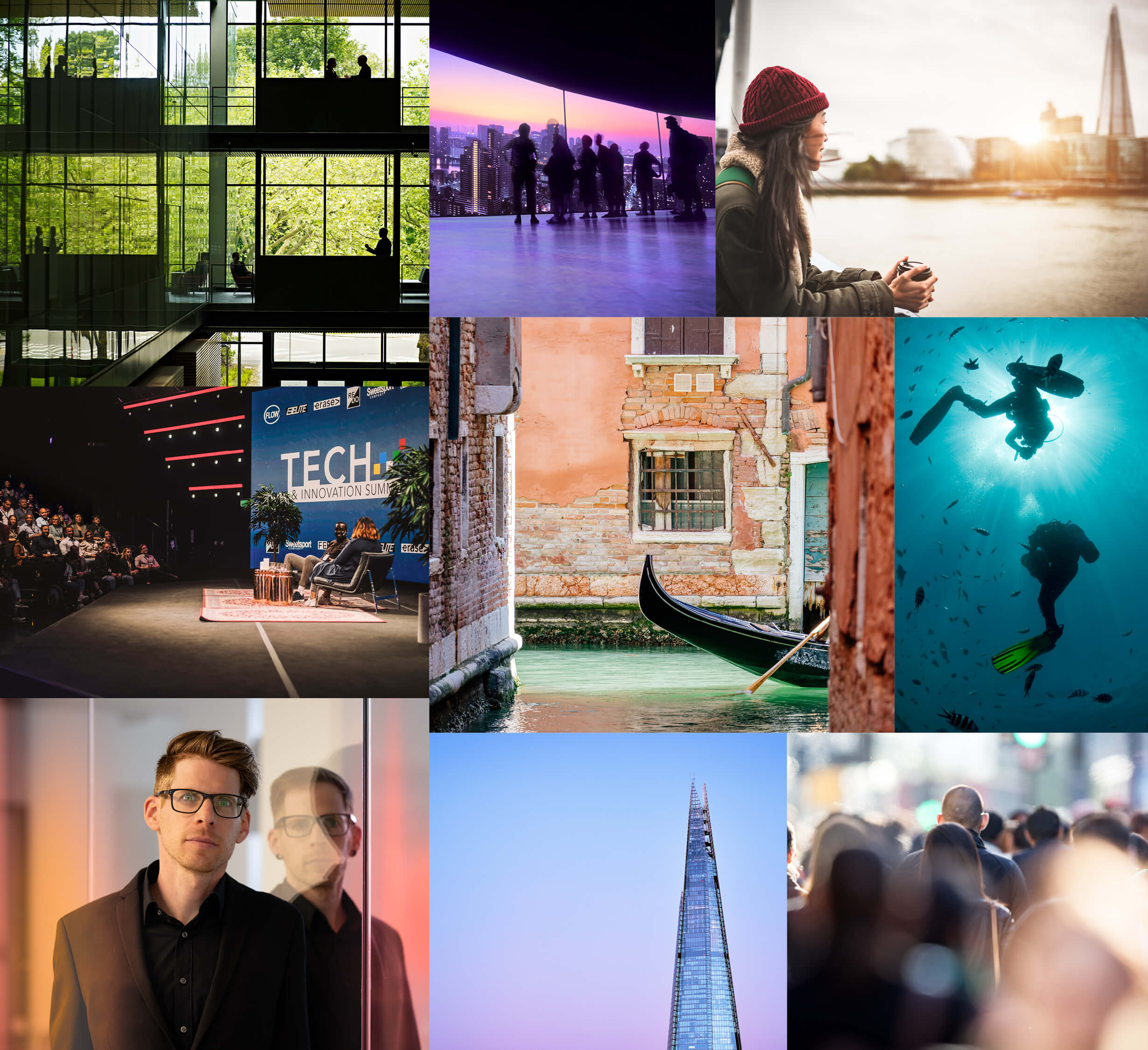 A composite image demonstrating unconventional use of photography within the global as a mindset hero tier 