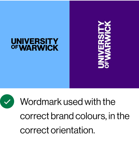Wordmark used with the correct brand colours, in the correct orientation.