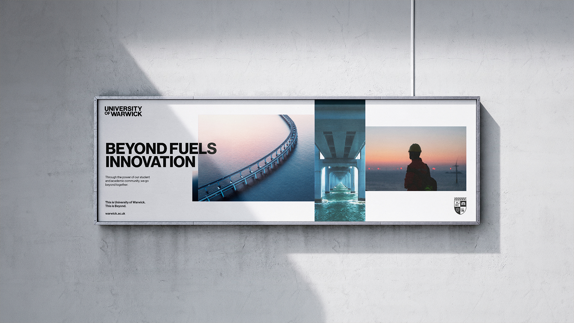 Advertising billboard featuring the words 'Beyond fuels innovation'