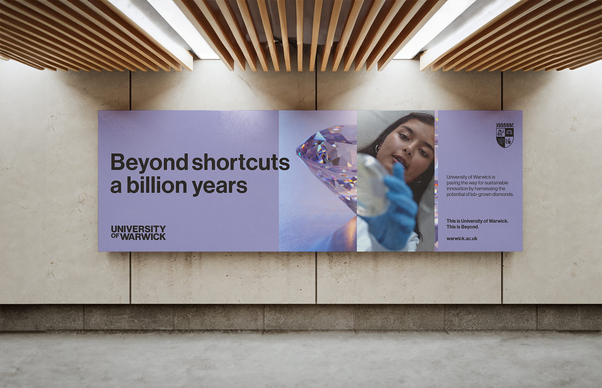 Billboard with text 'Beyond shortcuts a billion years'