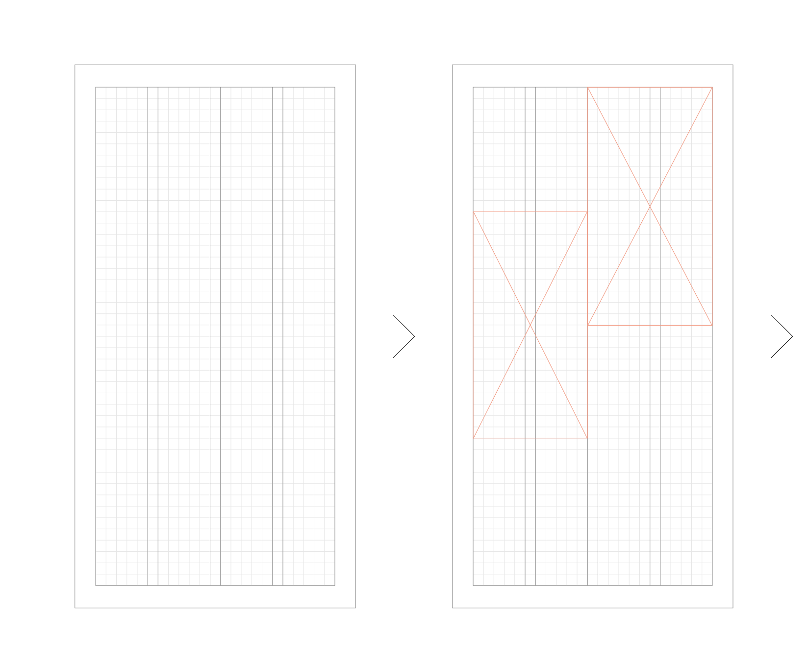 Visual of a Asymetrical and Fluid Layout grid.