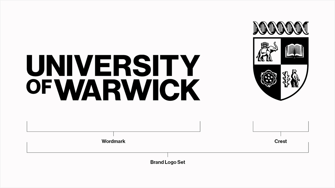 Brand logo set for wordmark and crest and lockup principles. 
