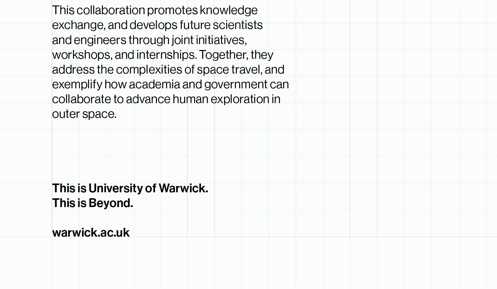 Placement of the brand sign-off in the corner of the format underneath body copy.