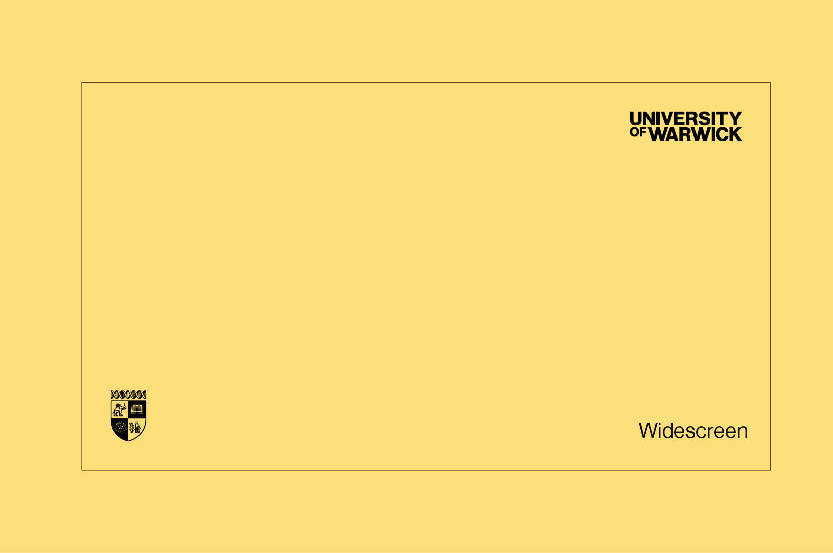 Widescreen yellow wordmark and crest. 