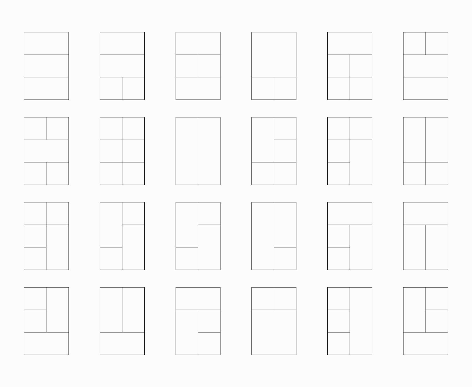 A visual explaining different grid layouts that can be used to create brand creative.